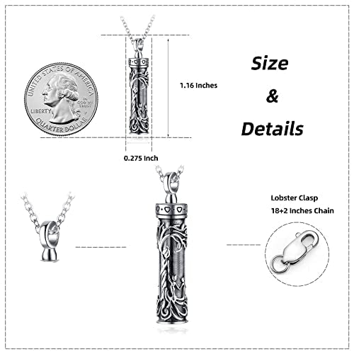 Tree of Life Urn Necklace Cylinder Bar Urn Necklace for Ashes 925 Sterling Silver Family Tree Keepsake Necklace Keepsake for Ashes Memory Keepsake Cremation Jewellery for Women