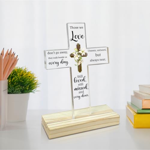 Acrylic Decor Sign Plaque With Stand Gifts For men women, Table decorations for Mom Dad Grandma Friends (Cross0631)