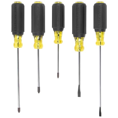 Klein Tools 5-piece screwdriver set with Phillips and slotted tips and cushion-grip handles