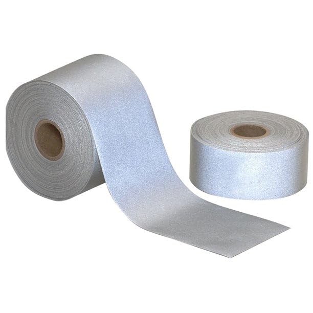 Just In Trend Sew on High Visibility Hi Vis Retro Reflective Fabric Tape (1" x 10 yds, Silver) 1" x 10 yds