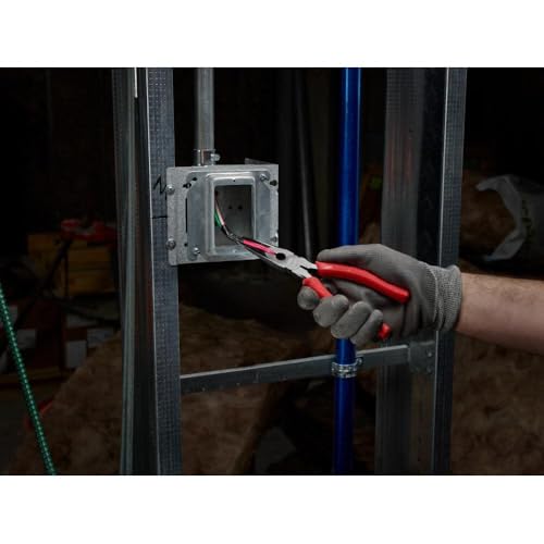 Milwaukee 48-22-6101 8-inch long nose needle-nose pliers with reaming head and fish tape pulling feature