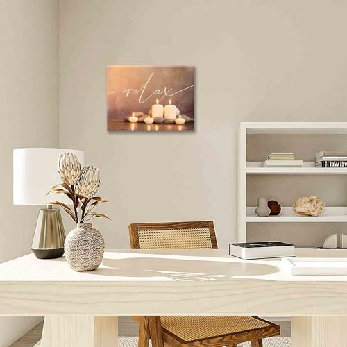 Zen Wall Art Zen Pictures Wall Decor Candles Relax Canvas Prints Meditation Spiritual Decorations Painting Framed Artwork Office Spa Yoga Home Decor For Bathroom Bedroom Dining Living Room 16''x12'' 16"L x 12"W