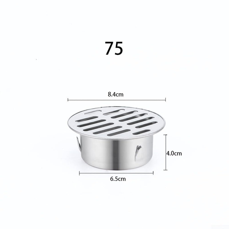 Round Stainless Steel Floor Drain, Metal Steel Drain Grid, Anti-Clogging Shower Drain Filter, DIY Tools for Balcony, Patio, Garden (Ø75mm) Ø75mm