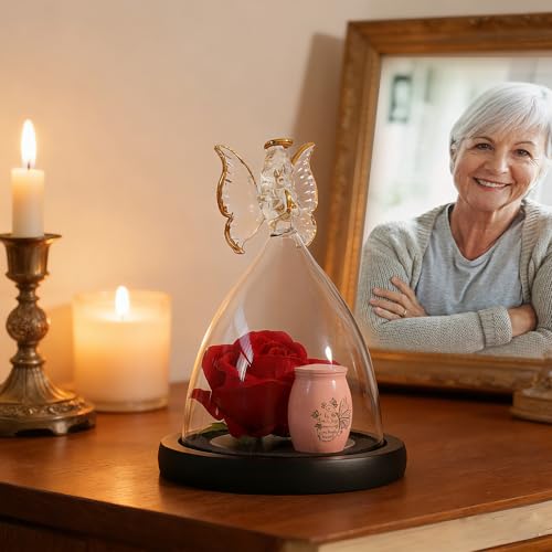 Butterfly Mini Urn,Small urns for Human Ashes Keepsake,Glass Angel Figurine with Roses Ashes Holder Small Ash Urn Little urn Mother for Women Beautiful Mini Sharing Funeral Urns
