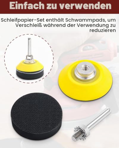 JatilEr Pack of 80 Sandpaper 50 mm , 2 Inch Round Sanding Pads Grit P40 P60 P80 P100 P120 P180 P240 P320 Random Orbital Sanders Sanding Discs Pad Kit Polishing Pad Adapter for Polished Car Metal Wood Pack of 80 P40-320 + polishing pad adapter