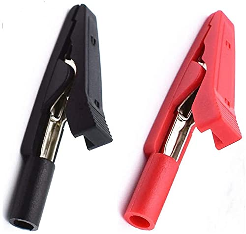 [Australia - AusPower] - 6Pack Red and Black Insulated Safety Multimeter Test Leads Alligator Clips Electrical Mini Test Crocodile Clamp Clips with 2mm Banana Jack for 2mm Test Probe & 2mm Banana Plug Connectors 