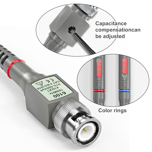 Universal P6100 Oscilloscope Probes 100MHz | With accessory kit, 1 x 10 x, 2 pieces 100 MHz X1 & X10 2 pieces