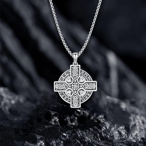 Norse ViKing Necklace 925 Sterling Sliver Viking Tree of Life/Mjolnir Thor's Hammer Pendant Necklace Nordic Amulet Viking Jewellery for Men Women Cross-2