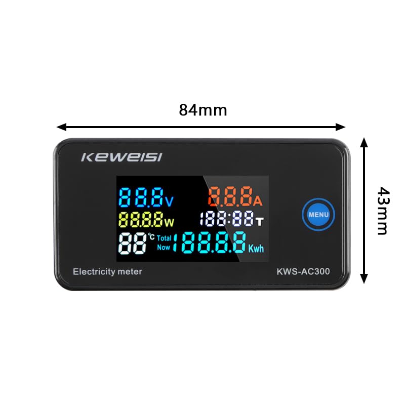 [Australia - AusPower] - AC Voltage Current Meter, Voltage Monitor Tester 0-20A AC50-300V Voltage Current Power Electric Energy - Electrical Multi Tester LCD Digital Display KWH Reader 