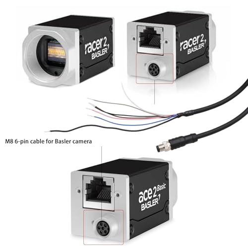 M8 6-pin Male Power Input Output Data Cable for Basler Camera ace 2 V, Boost R, Racer 2 S, Vision System Sensor Industrial Automation Control, A Coding, Shielded, 10m M8 6 pin male to open