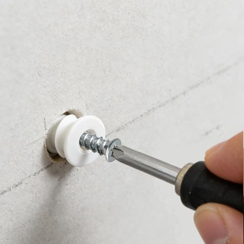 200Pcs Drywall Anchors and Screws Kit, 100Pcs Self-Drilling Plastic Wall Anchors with 100Pcs #8 Phillips Screws & PH2 Bit, Heavy Duty Anchors for Hanging Pictures, Shelves, Home Mounting 1.38 Inch