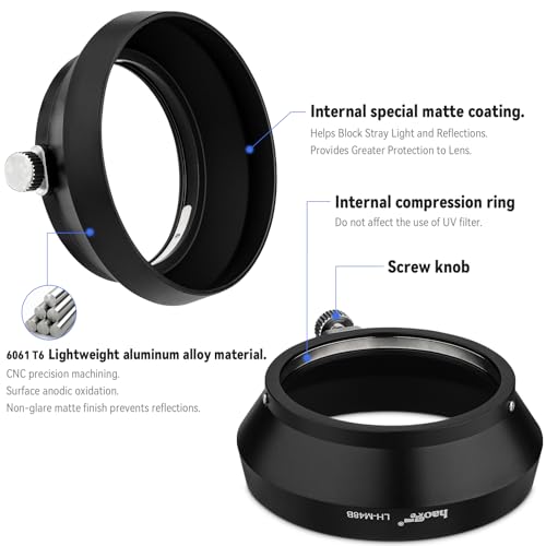 Haoge LH-M48B Metal Lens Hood Shade for Olympus M.ZUIKO Digital 17mm F1.8 17 1.8 Lens Replaces LH-48B Black [Black-Round-]