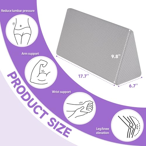 Small Wedge Pillow, Small Wedge Pillow for Sleeping Grey-17.7"