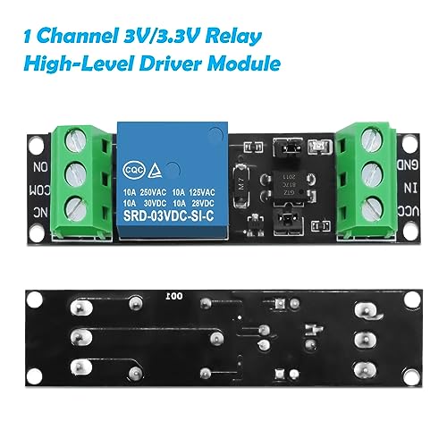 3V Relay Power Switch Board, APKLVSR 1-Channel Optocoupler Module Opto Isolation High-Level Trigger, 5 Pieces 1-Channel Relay 3V Module for IOT ESP8266 Microcontroller Development Board