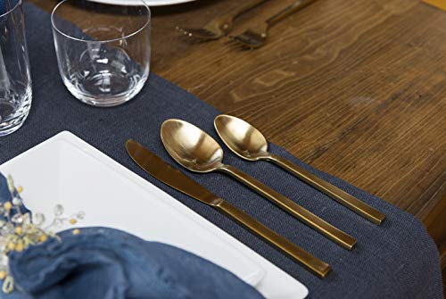 Fortessa Arezzo 18/10 Stainless Steel Flatware, 2 Piece Serving Set, 9.25", Brushed Gold