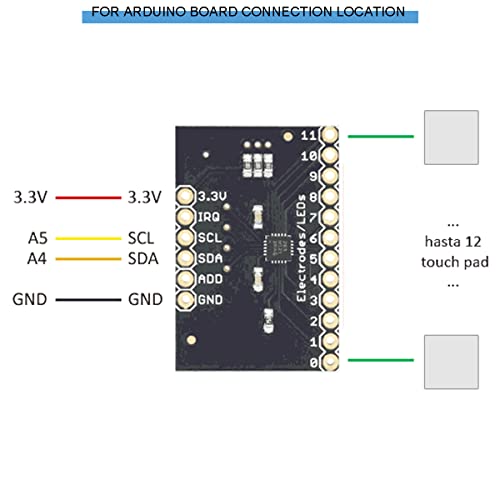 5 pcs MPR121 Breakout V12 Proximity Capacitive Touch Sensor Module Keyboard Touch Sensor Keyboard Development Board with pin header DuPont cable