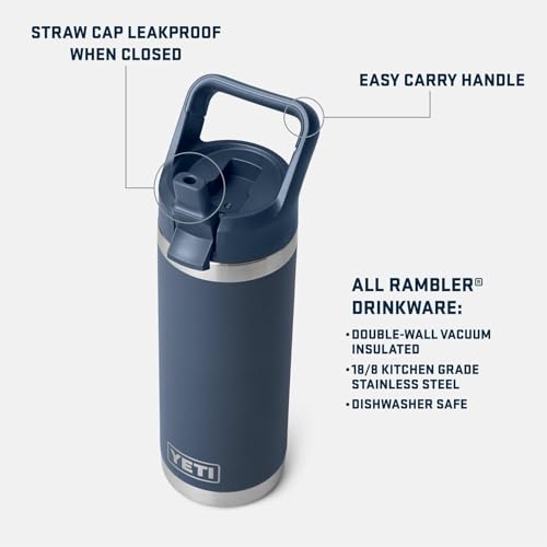 YETI Rambler 18 oz Bottle, Vacuum Insulated, Stainless Steel with Straw Cap, Moon Dust Moon Dust - Textured