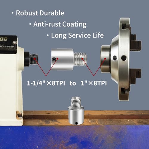 Woodworking Lathe Headstock Spindle Adapter Convert 1-1/4''X8TPI to 1''X8TPI Thread Chuck Insert Adapter Turning Tool Accessories