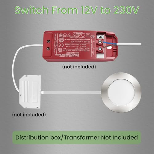 Alusso LED Recessed Spotlights 12 V (Not Dimmable) LED Spot 12 V Nickel Pack of 6 | 3000K 4000K 6000K,4W 270LM,55-58mm Lochmass,12-24V,IP44 Einbauspots für Wohnmobil Spiegelschrank Wohnwagen Kleiderschrank 12-24v Nickel 6pcs Ø55-58mm Lochmass