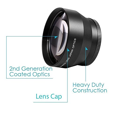 43mm 2.2X Telephoto Lens for Canon Vixia HF R80, R82, R800, R70, R72, R700, R30, R32, HFM40, HFM41, HFM50, HFM52, HFM400, HFM500 Camcorder (Pack of 2) Telephoto Lens (Pack of 2)