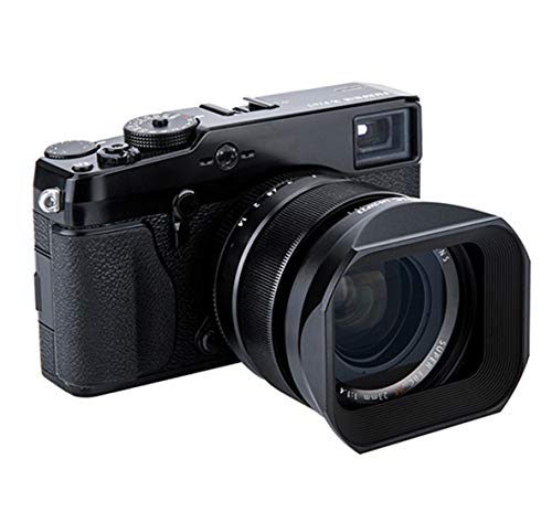 JJC LH-JXF23 Black Bayonet Metal Square Lens Hood for FUJINON XF 23mm F1.4 R XF 56mm F1.2 R XF 56mm F1.2 R APD, with Front Cap, Fuji 23mm F1.4 XF 56mm F1.2 Lens Hood, Replaces Fujifilm LH-XF23