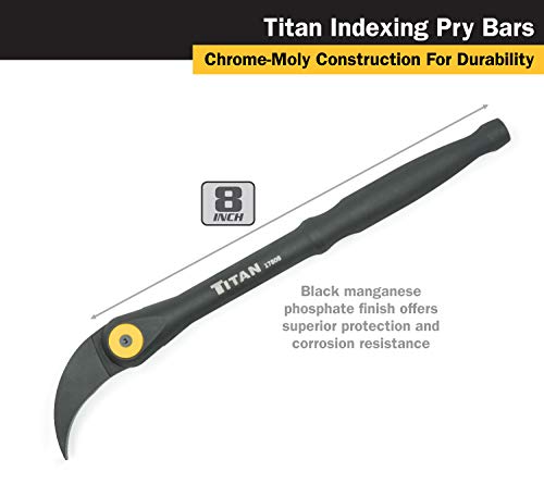 Titan 17808 8-inch indexable pry bar with adjustable head and steel shaft