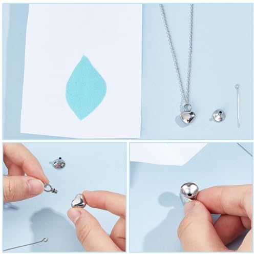 CREATCABIN 2 Packs Small Heart Cremation Jewelry Urn Necklaces, 1.2x1.7cm Silver
