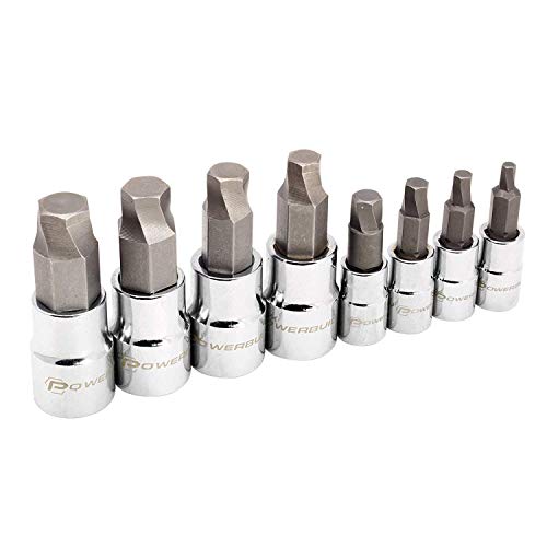 Powerbuilt 240093 8-piece Zeon SAE hex bit socket set for damaged, rusted, and rounded bolts, 1/8 to 3/8 inch