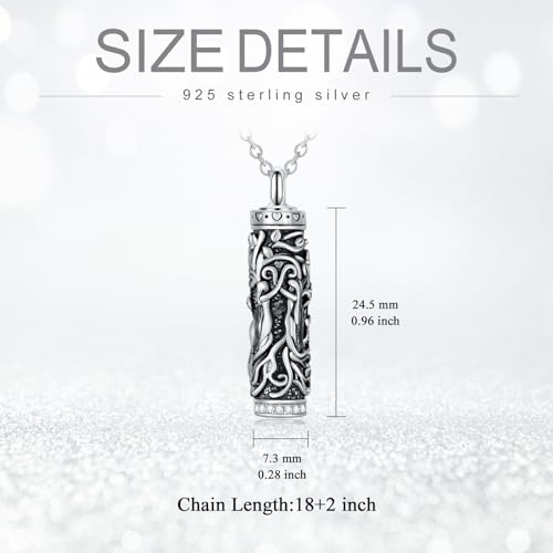 TOUPOP Tree of Life Urn Necklaces for Ashes, Cylinder Bar Urn Necklace Sterling Silver Family Tree Keepsake Necklace for Ashes Memorial Cremation Jewelry for Ashes Gifts for Women Mom Sister Tree of Life Sister