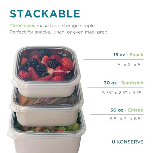 U-Konserve Nesting Trio Food Storage Containers Bento Box Trio 15/30/50 oz Clear (Set of 3) 15,30,50 oz