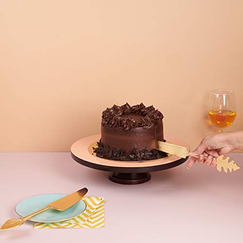 Folkulture Wedding Cake Knife and Server Set, Stainless Steel Cake Cutting Set or Pie Patry Serving Set, Large 2-piece Dessert Set, Gold Leaf Gold - Leaf