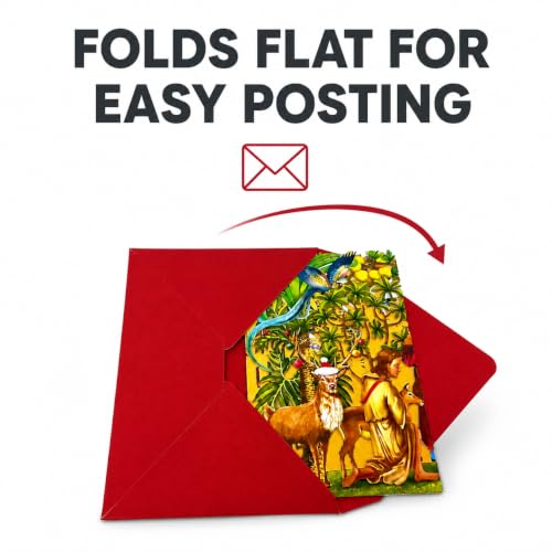 3D Pop Up Nativity Christmas Card – Extra Large Religious Zig Zag Concertina Card with Baby Jesus, Mary, Joseph, Angels & Three Wise Men – Christian Xmas Card with Envelope