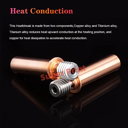 Super Print CR6 SE/Ender 3 Neo Copper+Titanium Alloy All Metal Bi-metal Heatbreak,Upgrade Smooth Heat Break for CR-6 SE/Max/CR10 Smart/Ender 3 V2 Neo/Ender 3 Max Neo/Ender 3 Neo Hotend. CR6SE Parts 2PCS-Heatbreak