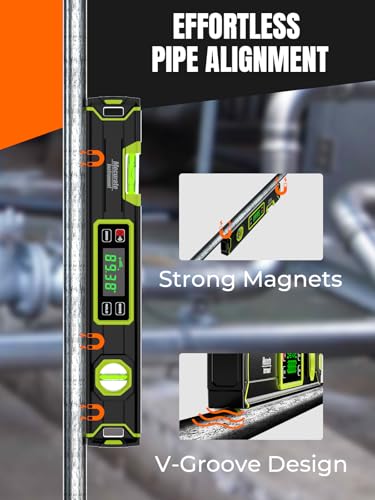Mecurate 16-inch magnetic digital level with electronic angle finder and digital angle display