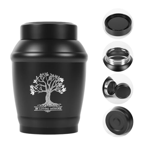 Tree of Life Medium Urns for Human Ashes, Medium Sized Urns for Ashes Adult Male Female, Small Urns for Ashes (Black, Medium) M Black