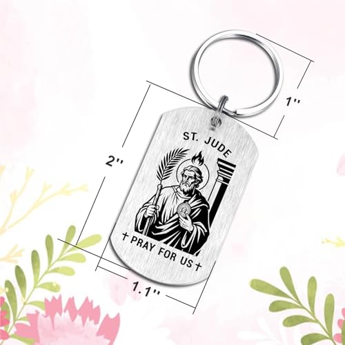 HYHYDHP St. Jude Prayer Keychain for Men Women - Saint Jude Patron Saint of Hopeless Causes Gifts, Graduation Christmas Religious Gift for Son Daughter Friend