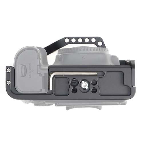 EOS 90D 80D 70D Cage, Hersmay Aluminium Camera Cage for Canon EOS 90D/ 80D/ 70D Mirrorless Cameras with Cold Shoe,Handle Locating Holes,Multiple 1/4" 3/8" Screw Holes
