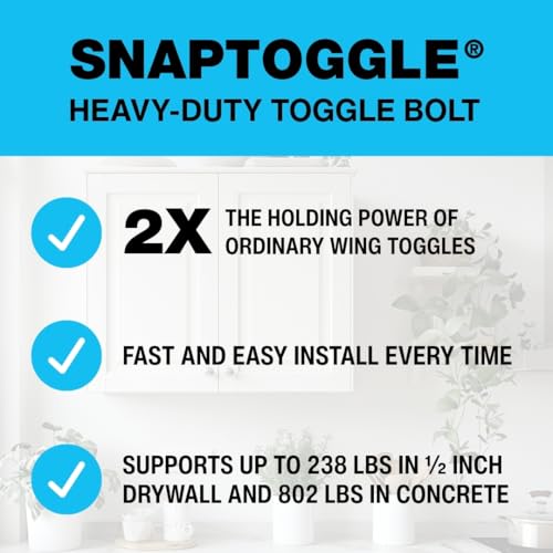 TOGGLER SNAPTOGGLE drywall toggle anchors with 1/4-20 round head bolts, 20 pack