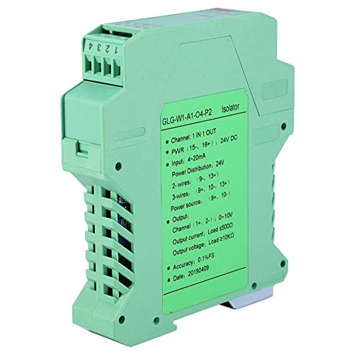 Akozon Current Signal Isolator Transmitter 4-20mA PLC Detection Signal Conditioner DC 24V (1 in 1 Out, 4-20mA to 0-10V)
