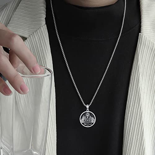 Seiyang 925 Sterling Silver Mythology | Paganism | Egyptian Necklace Jewelry Gift for Men Women with 2mm 22+2 IN Rolo Chain (with Gift Box) D01-Anubis