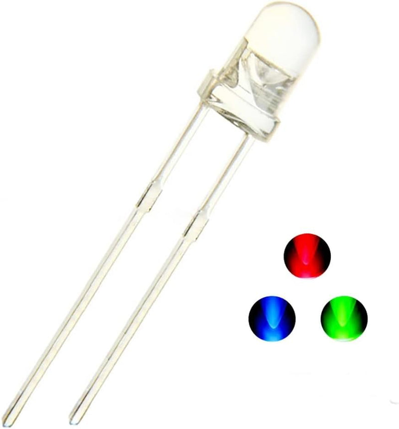 Pack of 100 5 mm RGB LED Diodes 3.0-3.4 V, 20 mA Slow Flashing LEDs, Multicolored Dynamic 5 mm LEDs for DIY, Lighting Project, Handmade