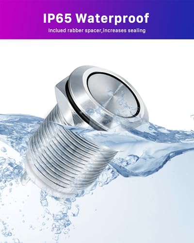 Push Button 6 Pieces, 12 mm Button, Waterproof Push Button Switch | 2A/12V/24V/125V/250V pressure switch, momentary metal button flat head pressure switch for horns, car round 12MM-6PCS