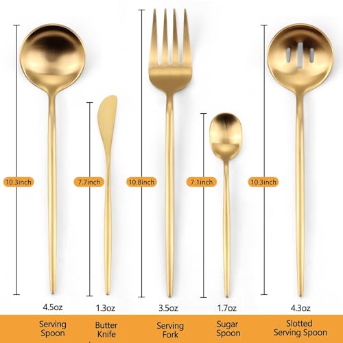 Gold Serving Utensils Set,5pc Stainless Steel Serving Spoons Gold