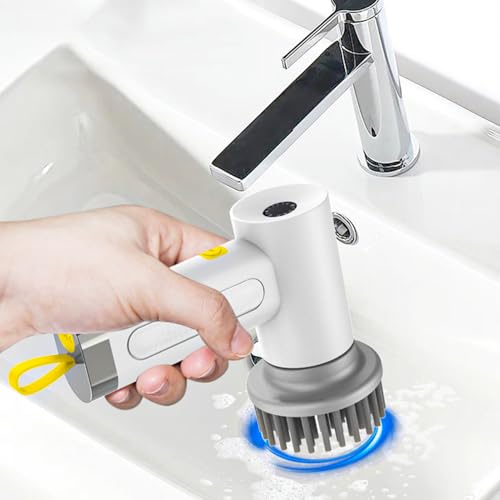 WANGCL Handheld Power Spin Scrubber Cordless Electric Cleaning Brush with 3 Replacement Cleaning Heads Two-speed control for Bathroom, Kitchen Tiles Floors Walls Car