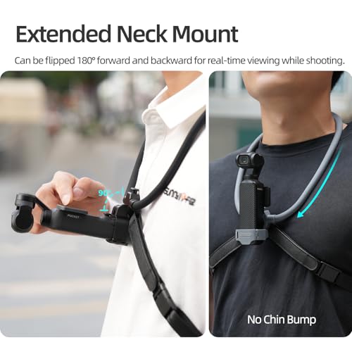 Adjustable Neck Mount for DJI Osmo Pocket 4/3, POV Vlog Neck Holder with Quick Release, Chest Harness Strap, Flexible Silicone Neck Mount for First-Person Video, Compatible with Pocket 4/3 (Black) Black