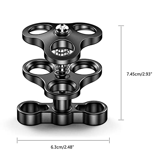 Sea frogs 2PCS Triple Ball Clamp for Diving Underwater Photography System