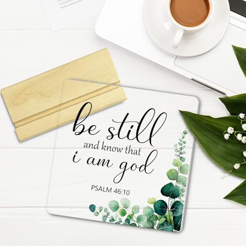 Christian Decor for Women Men,Be Still And Know That I Am God Acrylic Signs Plaqur,Religious Gifts for Home Office Desk Sign Decor Psalm 46:10