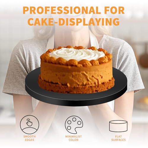 Set of 10 black 10-inch round cake drums by JCD, grease-resistant and sturdy, ideal for supporting cakes and pastries.