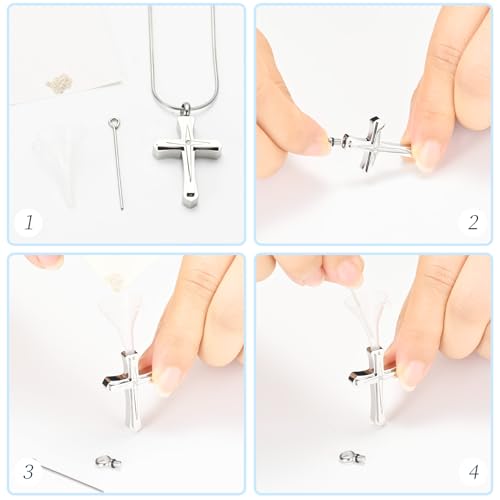 Stainless Steel Cross Urn Necklace for Ashes - Memorial Keepsake Pendant with Gift Box, Screw Top Seal Design, 20" Chain Included, Cremation Jewelry for Ashes Holder Silver