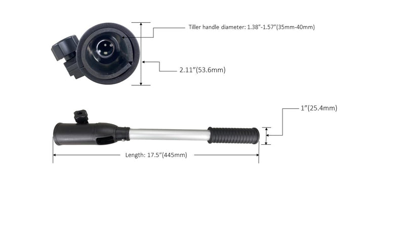 [Australia - AusPower] - Pactrade Marine Boat Tiller Handle Extension Ergonomic Grip Anodized Aluminum Tubing Suitable for Outboard and Hand-Operated Universal Trolling Motor (Fixed Length 17.5") Fixed Length 17.5" 